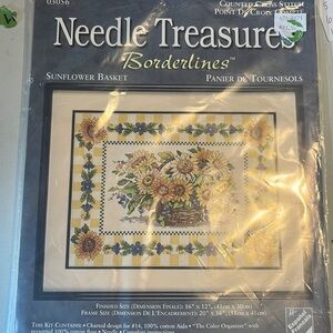 Needle Treasures Borderlines Sunflower Basket Counted Cross‎ stitch Kit craft